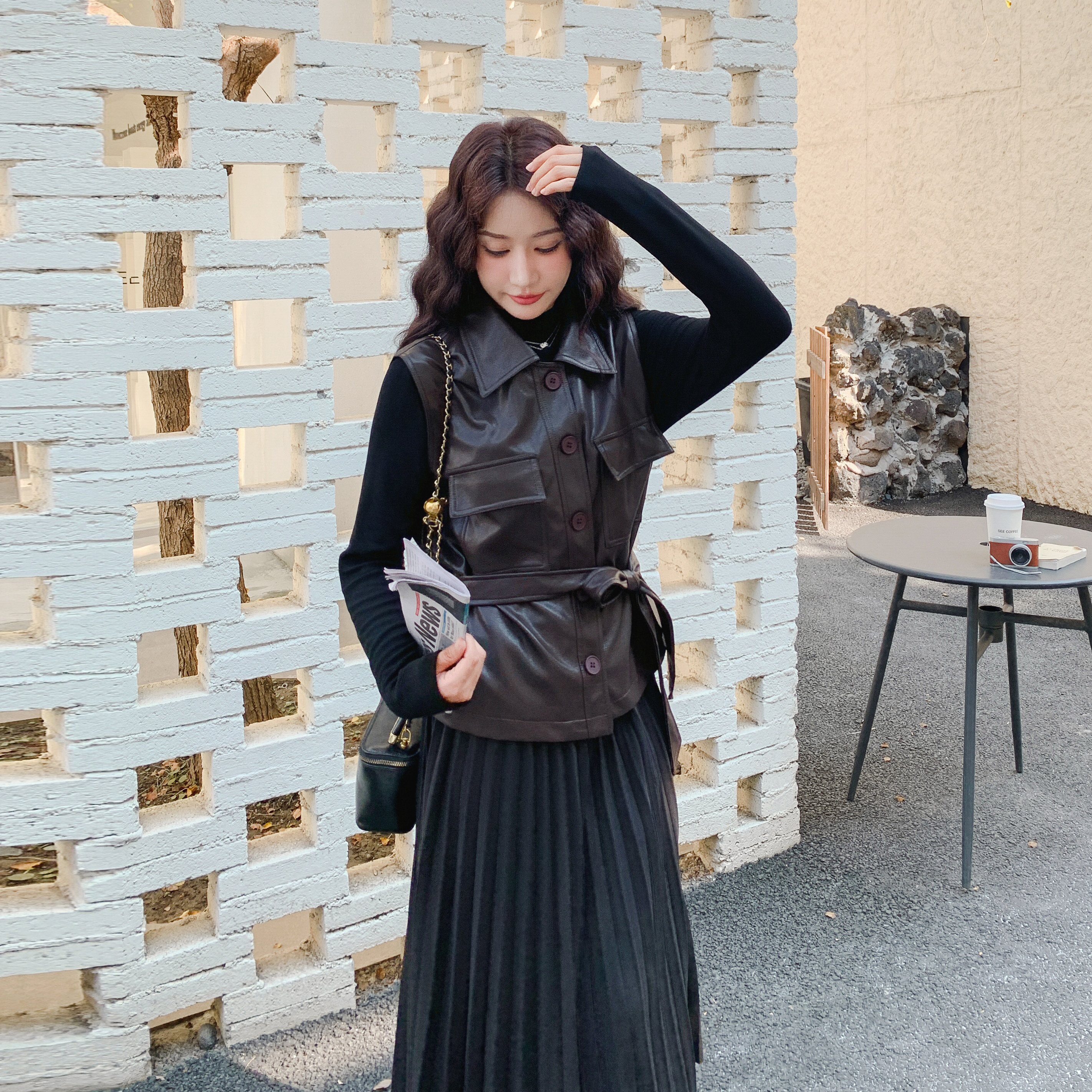一整套穿搭盐系轻熟风连衣裙套装女2025秋季新款巨好看马甲两件套,女装套装/套裙,2D036