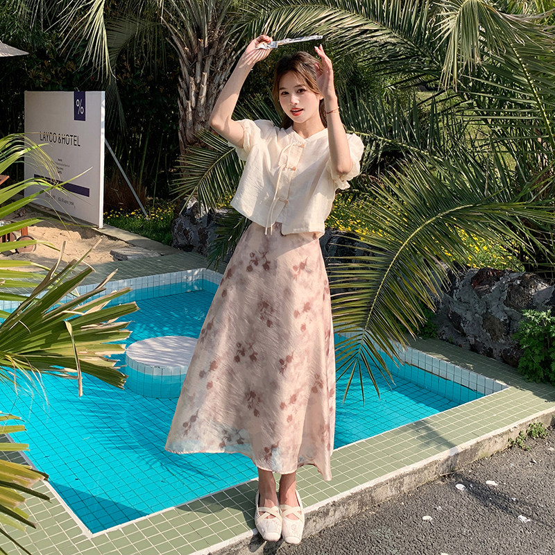 现货：24年夏装新款新中式风版型两件套装裙2C135-5056P145K208,女装套装/套裙,2C135