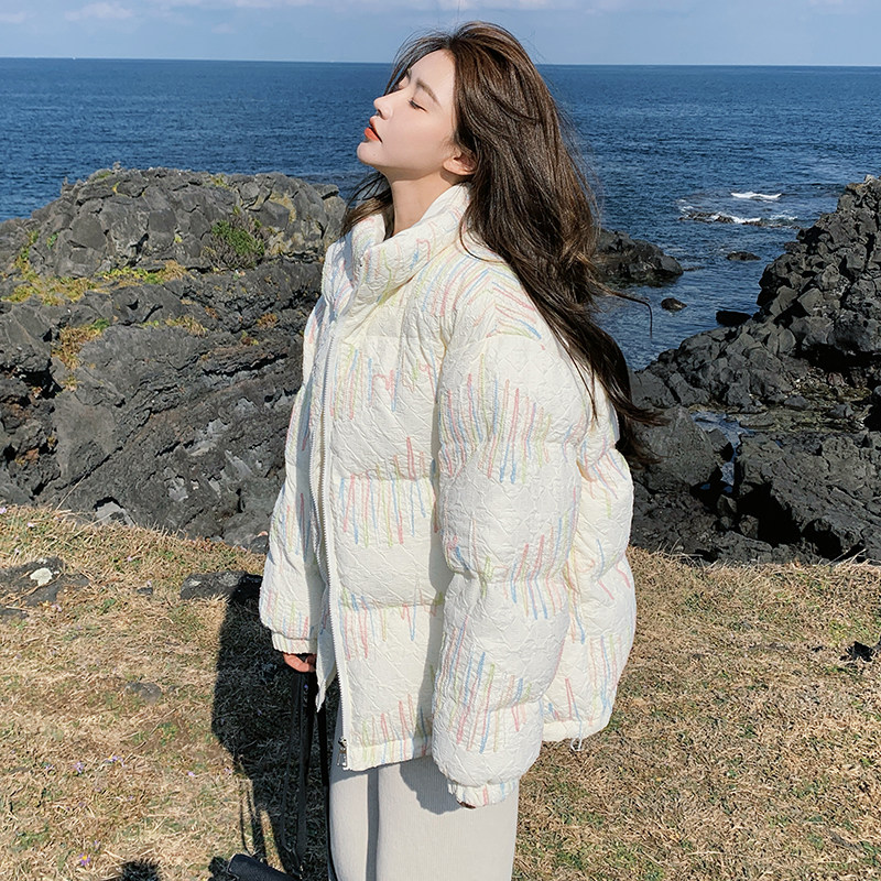 高级感时尚立领羽绒服女2025冬新款韩版小清新加厚90白鸭绒面包服,女装羽绒服,2B222