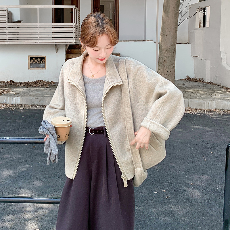 新品现货70毛燕麦色双面呢大衣配包包2C139-802-P240-K348,女装羊绒大衣,2C139
