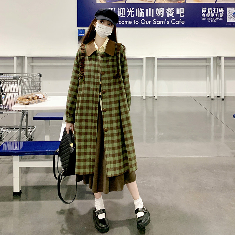 主推冬季加厚夹棉木耳边格子毛呢2C032863P165K248,女装毛呢外套,2C032
