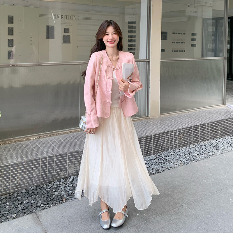 新中式国风复古收束袖口盘扣开衫外套女2025新款爆款春秋流行穿搭,女装短外套,2C087