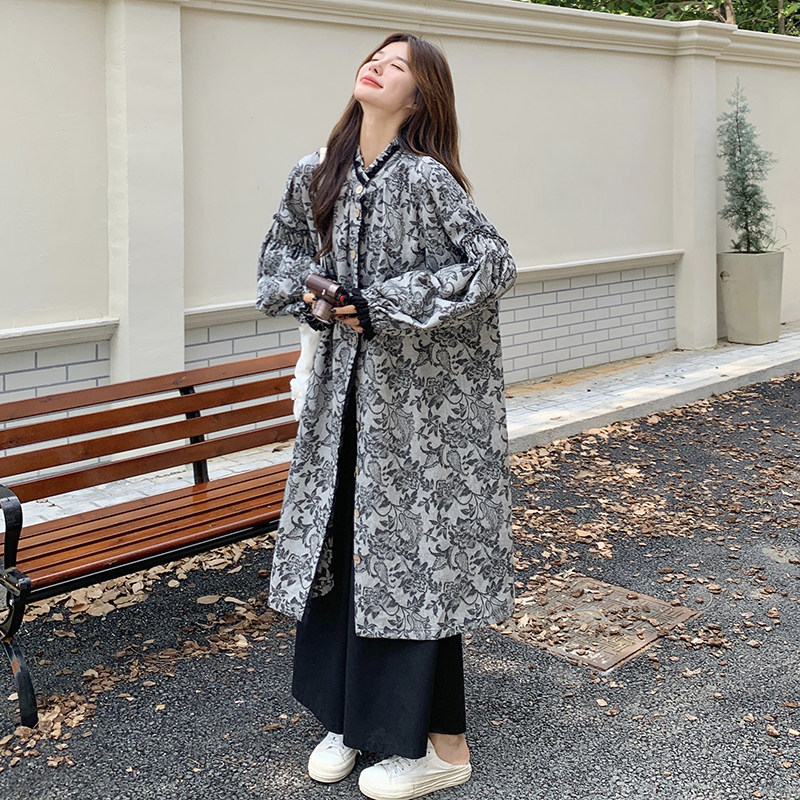 复古花边拼接碎花连衣裙阔腿裤套装女2025秋季新款显瘦减龄两件套图片