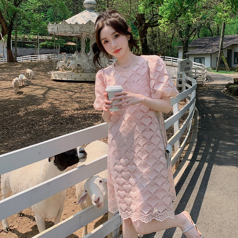现货主推款小香风时尚气质镂空刺绣蕾丝连衣裙P110K158,女装连衣裙,2C029