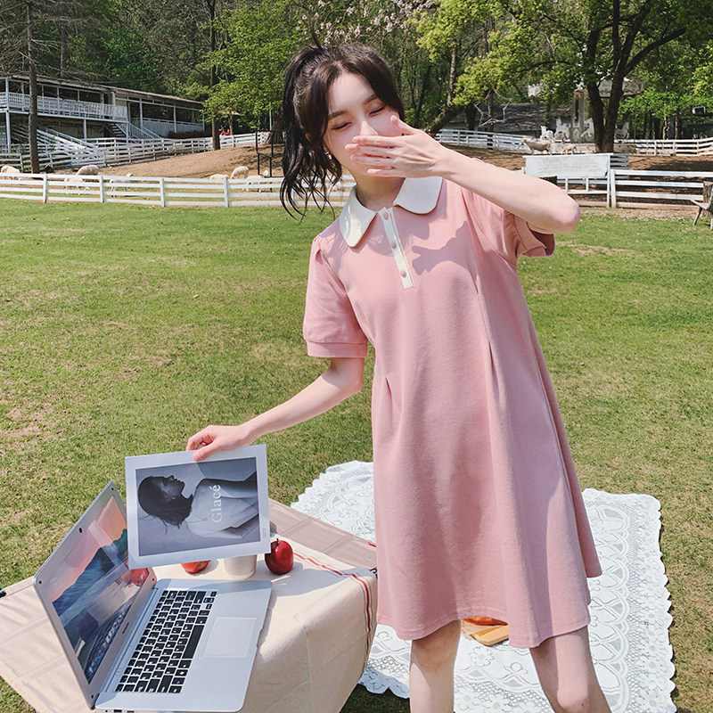主推数据好2023学院风粉色小个子POLO连衣裙9336-P95K148,女装连衣裙,2C069