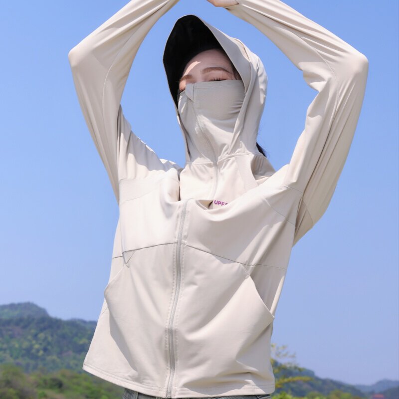 2025夏季新款防晒服短款大帽檐透气防紫外线兵爽防晒衣,女装防晒衣,2C290