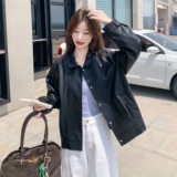 美式单排扣皮衣外套女2025秋季新款时髦百搭休闲时尚潮流皮衣外套，女装皮衣，2C217