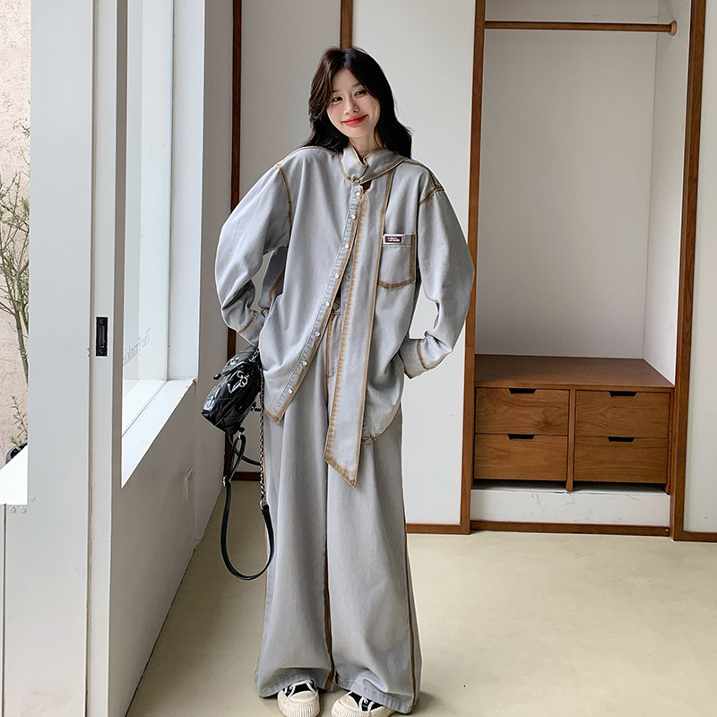 新品大货已出时尚牛仔长袖两件套A560-P190K278,女装套装/套裙,2C073