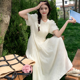 桔梗法式甜美杏色连衣裙女2025新款超好看夏日绝美漂亮气质初恋裙，女装连衣裙，2C299