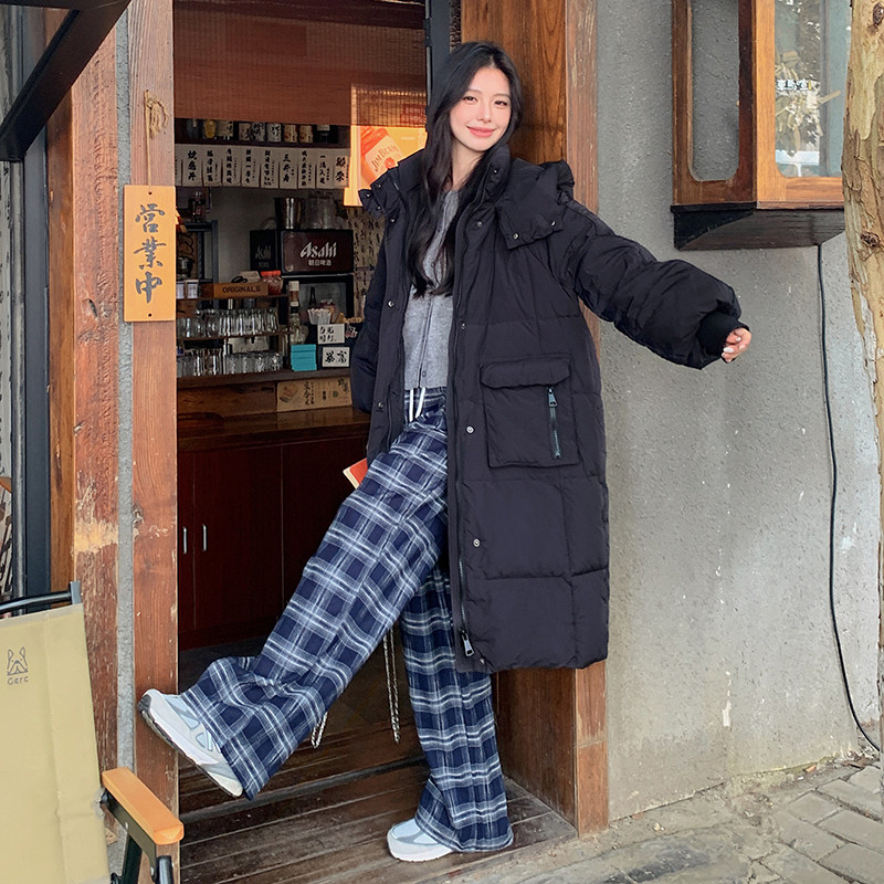 新款红色连帽羽绒服女冬2025新款韩系高级感中长款厚外套,女装羽绒服,2C177