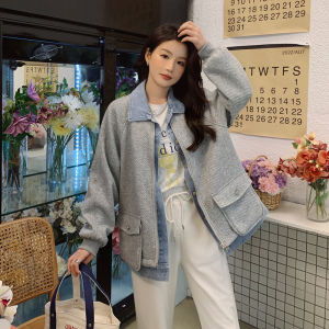 独特超好看牛仔拼接假两件外套女春秋2025新款设计感小众工装夹克图片