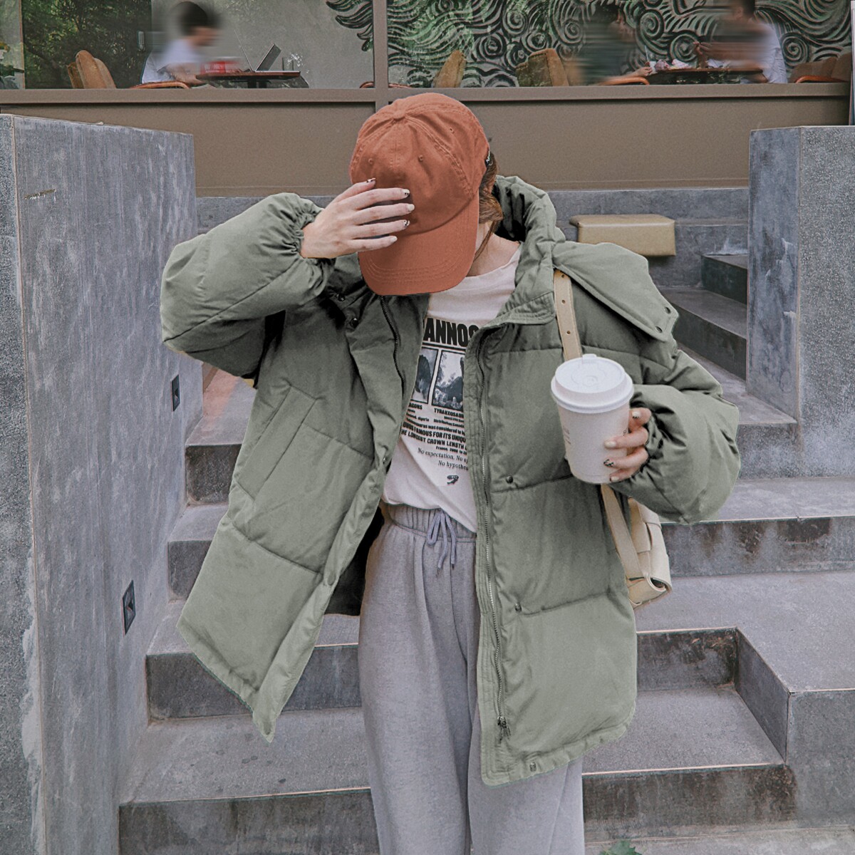【现货】高品质不跑棉奶黄色可脱卸连帽面包服083-863-p155-238,女装棉衣/棉服,2C137