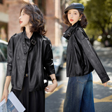 现货设计感皮衣外套女立领韩系百搭宽松显瘦炸街机车服短款上衣，女装皮衣，吾爱衣
