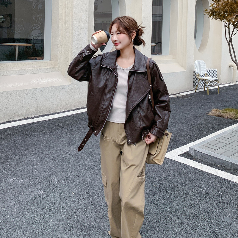 PU加厚短款皮衣25冬季新外套2C215-P185-K245,女装皮衣,2C215