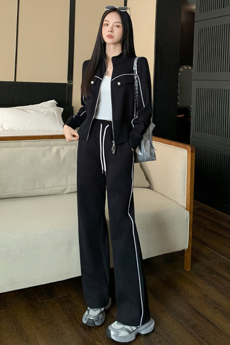 女春季新款开衫上衣阔腿裤两件套装,女装套装/套裙,2C310