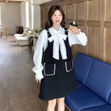现货:春装新款黑色背带裙＋白衬衫两件套装裙2C135-6870P145K228，女装套装/套裙，2C135