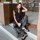 巨好看不规则T恤碎花阔腿裤套装女夏大方得体巨好看两件套爆款，女装套装/套裙，2C277