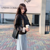 【现货】26新款春季皮衣咖色长袖外套2C215-P155-K248，女装皮衣，2C215