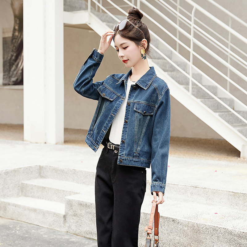 高端气质牛仔外套女短款2025春秋新款欧货设计感流行减龄牛仔衣，女装牛仔外套，自然秀,女装短外套,自然秀
