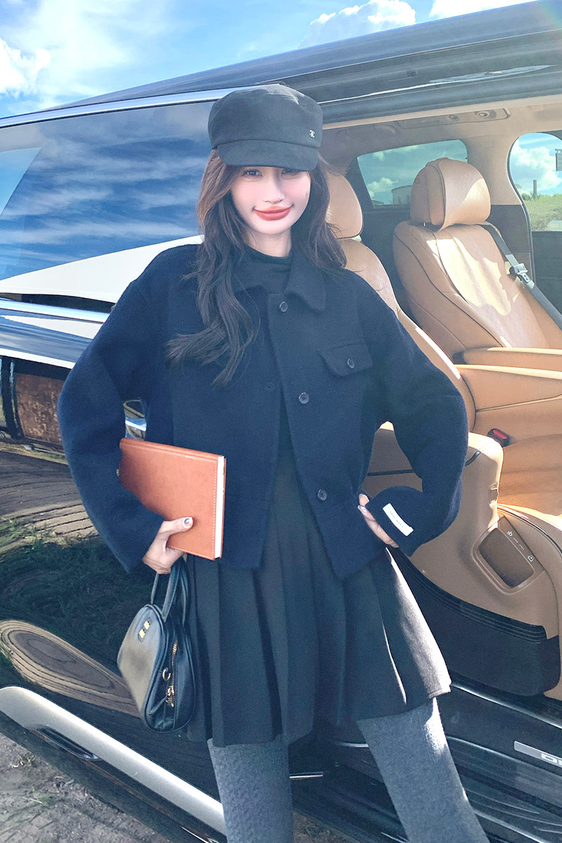 小香风双面呢羊毛外套女冬季2025新款小个子独特超好看高级感大衣,女装毛呢外套,1D066-1