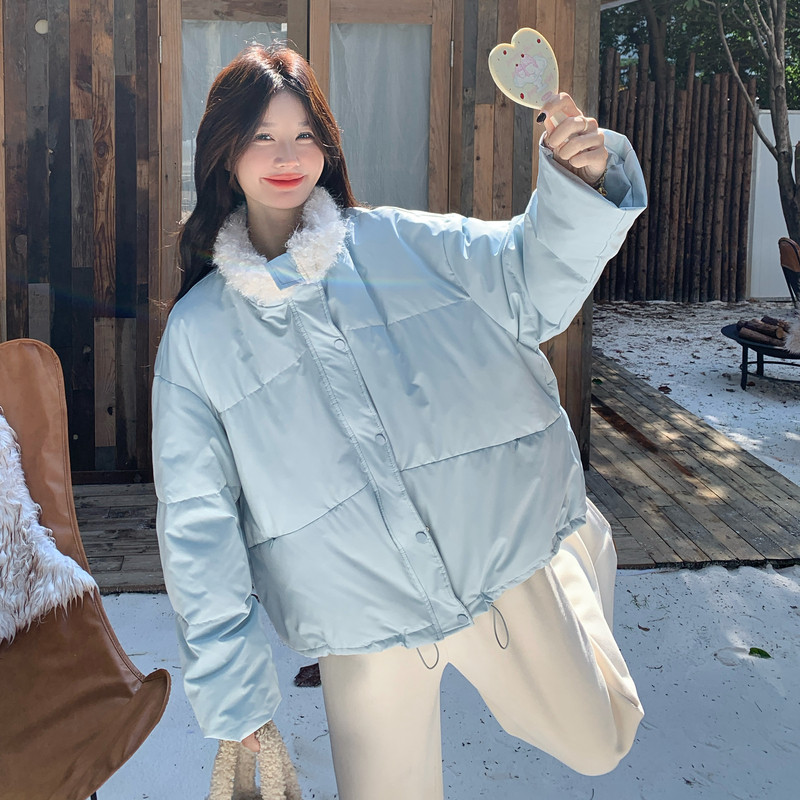 奶蓝色超好看羽绒服女2025年冬季新款韩系小个子加厚90白鸭绒外套,女装羽绒服,2B222