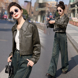 现货2025年春装女装时尚工艺水洗皮衣外套，女装皮衣，英标秀（1C119）