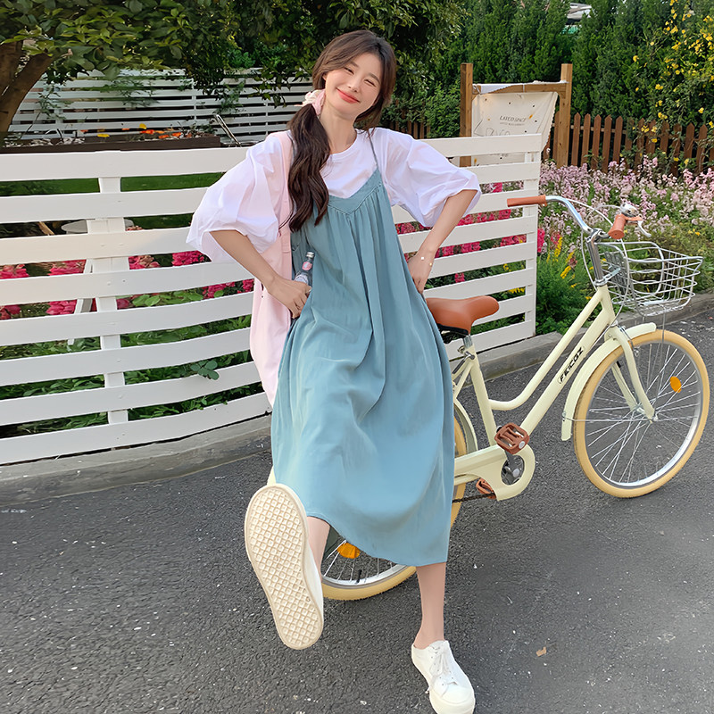 上新！牛仔吊带裙+T恤套装2c113-079-P135-K188,女装套装/套裙,2C113