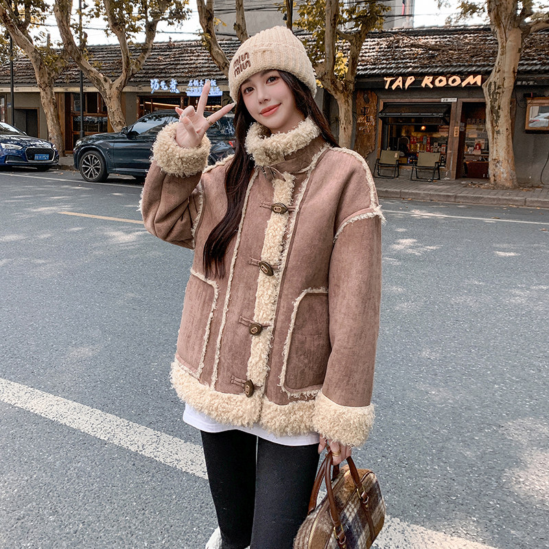 2025冬季皮毛一体羊羔毛外套2C057-9929-P195-K288,女装棉衣/棉服,2C057