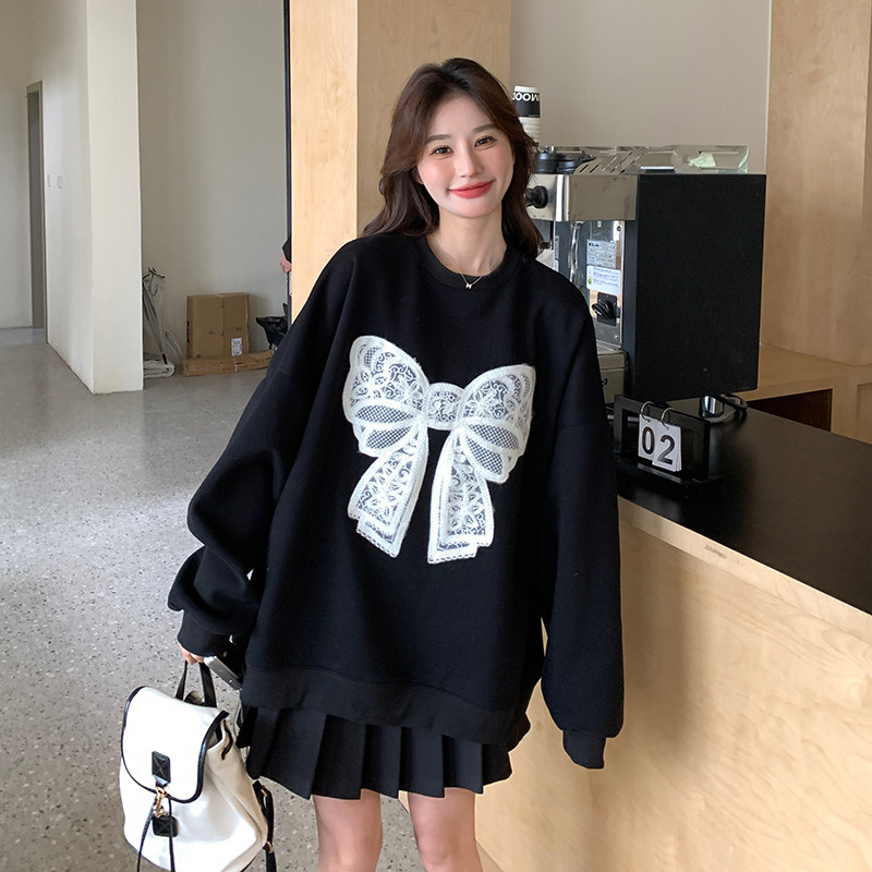 早秋蝴蝶结刺绣卫衣女2025新款爆款小个子独特设计感减龄显瘦上衣，女装卫衣/绒衫，2C196