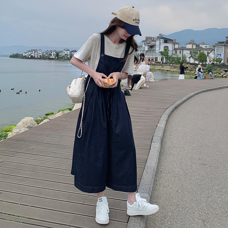 韩系工装牛仔背带裤女夏季2025新款高级感高腰显瘦小个子连体裤子,女装套装/套裙,2C085