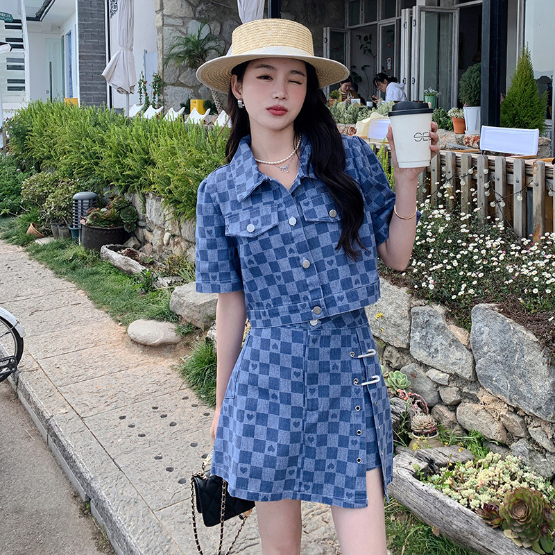 现货新款首上2C0287319P145K198夏季小香风牛仔两件薄款套装,女装套装/套裙,2C028