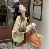 独特超好看卡其色短款夹克外套女春秋2025新款设计感宽松休闲上衣，女装短外套，2C353