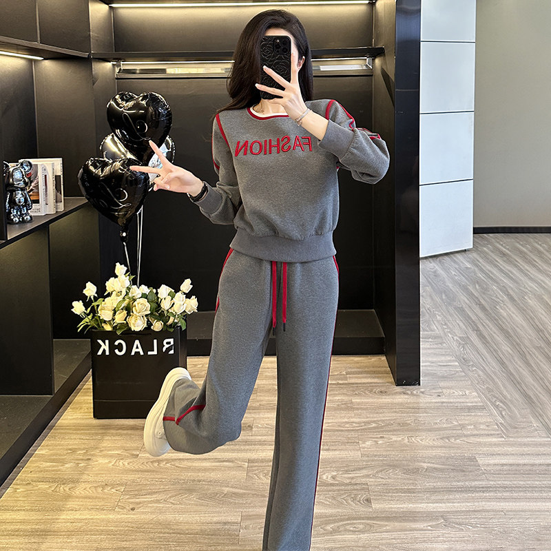 女春秋新款宽松减龄卫衣阔腿裤两件套,女装套装/套裙,2C310