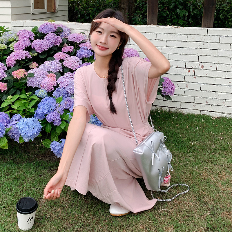 减龄洋气粉色牛仔衬衫裙女夏季2025新款简单大方气质超好看连衣裙,女装连衣裙,2C107