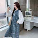 甜美温柔风连衣裙套装女设计感衬衣2025秋季新款印花背心裙两件套，女装连衣裙，2C275