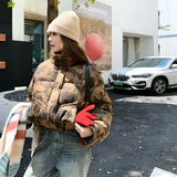 独特设计感印花立领短款羽绒服女冬超火好看高级小众加厚保暖外套，女装羽绒服，2C117