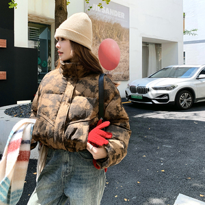 独特设计感印花立领短款羽绒服女冬超火好看高级小众加厚保暖外套图片