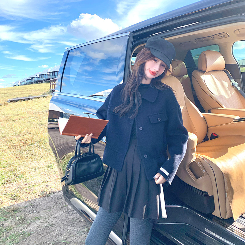小香风双面呢羊毛外套女冬季2025新款小个子独特超好看高级感大衣,女装毛呢外套,1D066-1