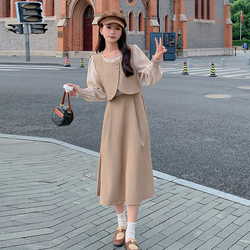 【】装色假两件连衣裙C161-6126-P125-K178,女装连衣裙,2C161