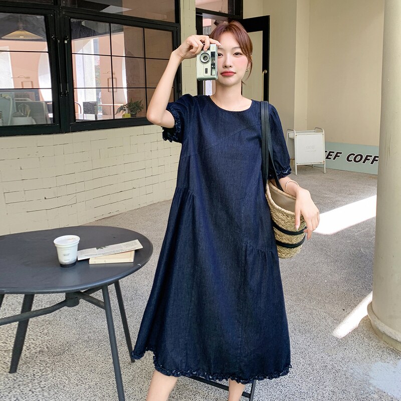 木耳边牛仔连衣裙女夏2025新款韩系设计感超火小个子显瘦遮肉爆款,女装连衣裙,2C113