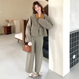 橘色拼接翻领工装西装套装女春秋2025新款超火ootd流行两件套，女装套装/套裙，2C139