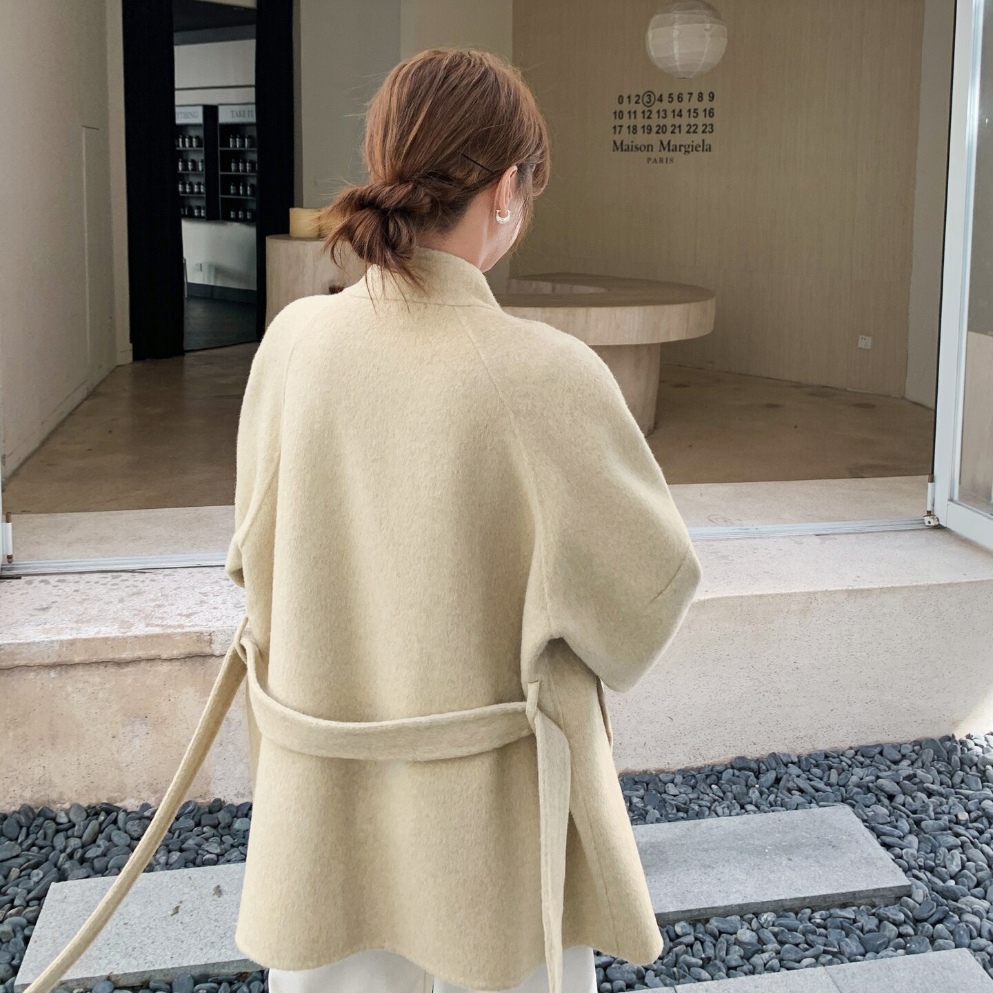 韩系设计感减龄双面呢羊毛大衣女2025秋冬新款超好看收腰呢子外套,女装毛呢外套,2D008