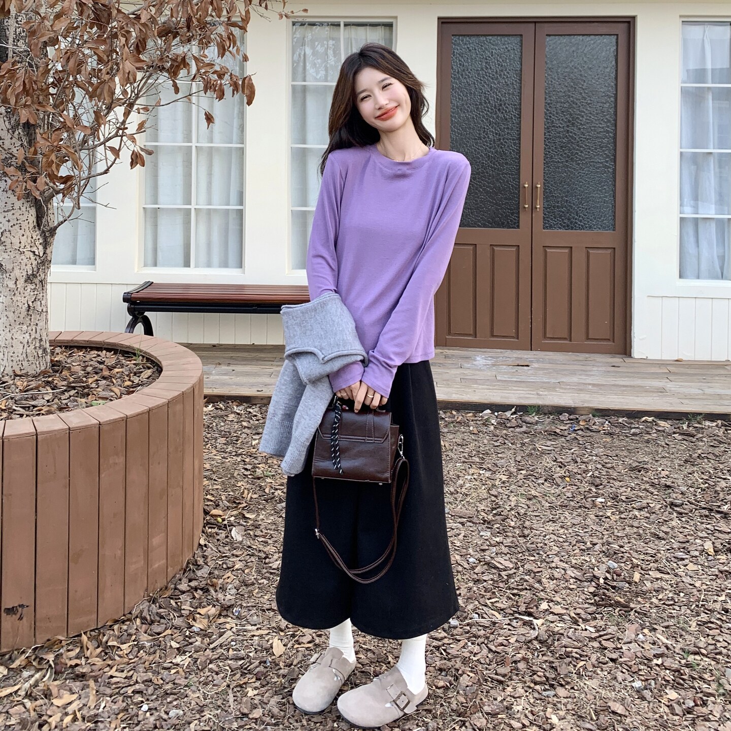 韩系针织毛衣打底衫阔腿裤三件套女秋冬2025新款设计ootd穿搭套装,女装套装/套裙,2C135