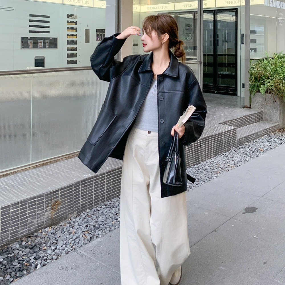 美式复古高级黑色皮衣小外套女2025春秋独特漂亮又酷又飒夹克上衣图片
