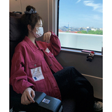 树莓红设计感休闲短外套女2025春秋新款韩版宽松小个子减龄上衣潮，女装短外套，2C196