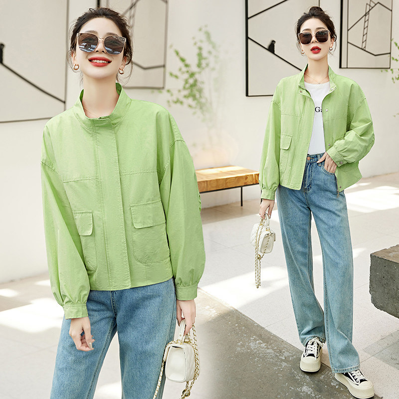 短外套女2025年秋季新款韩版宽松简约百搭小个子夹克短款上衣,女装短外套,蓝朵琳