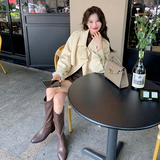 浅米色设计感风衣外套女秋季2025新款韩系减龄洋气中长款百搭大衣，女装风衣，2D111