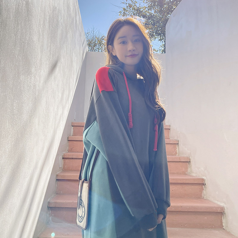 【秋款现货】时尚拼色卫衣连衣裙088-2307p125控178,女装连衣裙,2C088