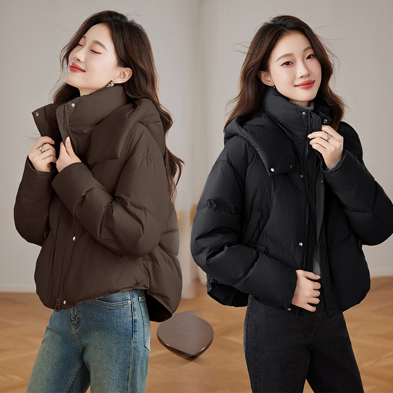 2025冬季加厚羽绒服宽松白鸭绒外套图片
