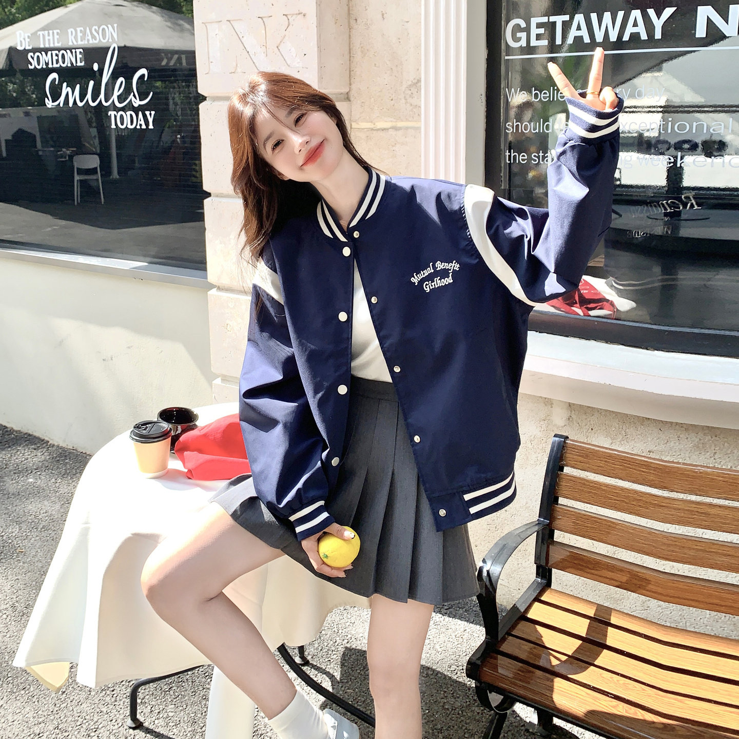 学院风宽松减龄棒球服外套女2025春秋季新款韩版休闲显瘦夹克上衣图片